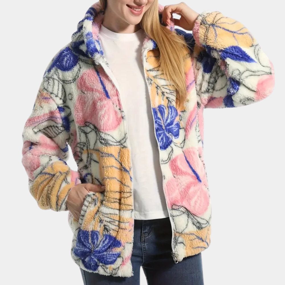 Sabrina - Floral Print Fluffy Jacket