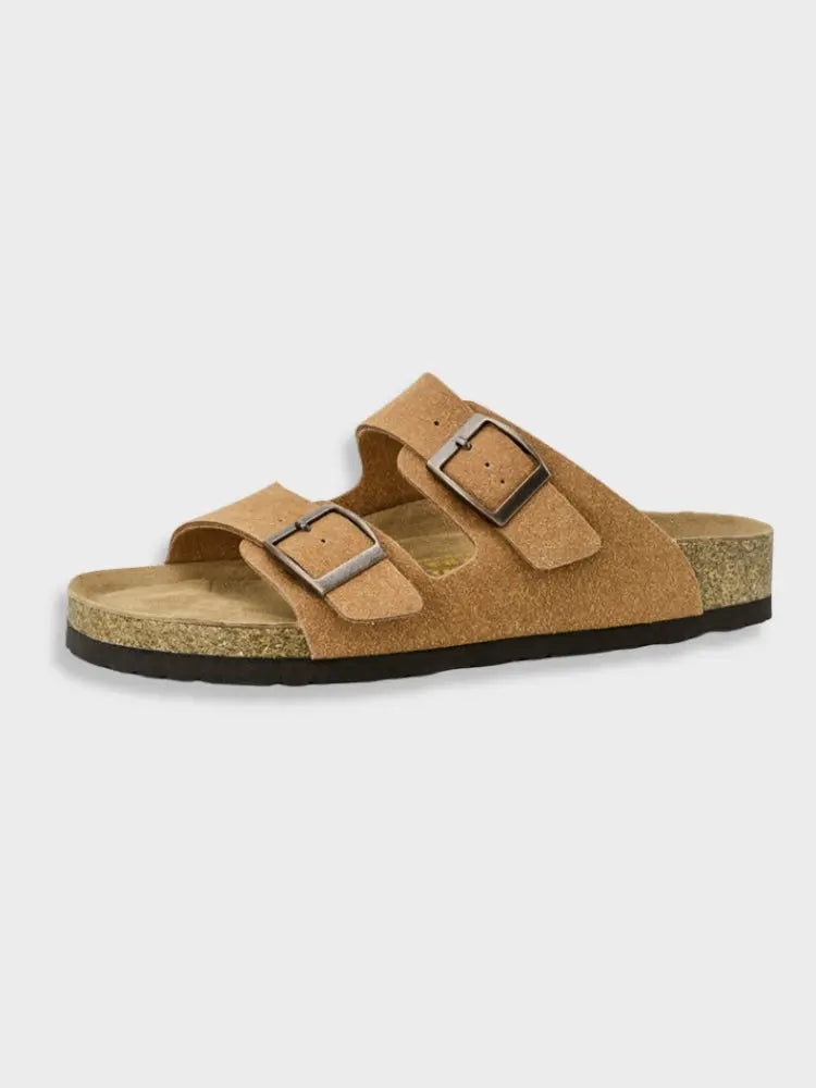 Danielle - Double Buckle Cork Slides — Yellow