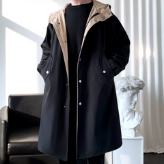 Raymond - Long Coat with Stand Collar — Black