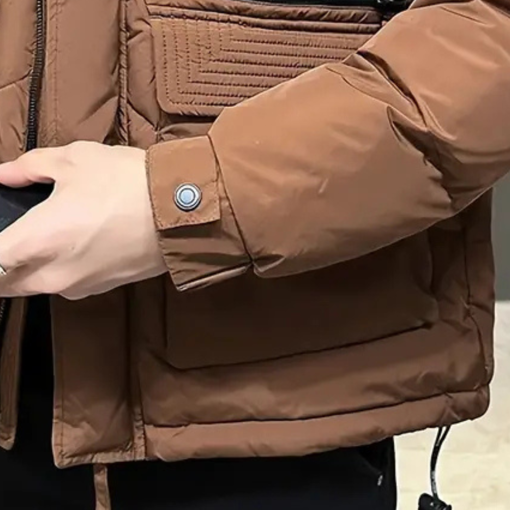 Preston - Padded Hooded Jacket in Tan