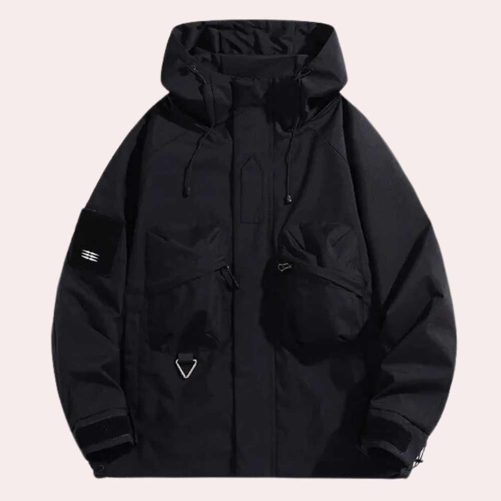 Silas - Hooded Cargo Jacket — Black