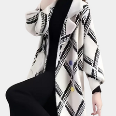 Bridget - Argyle Print Long Coat