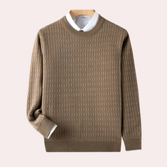 Braxton - Textured Crew Jumper — Khaki