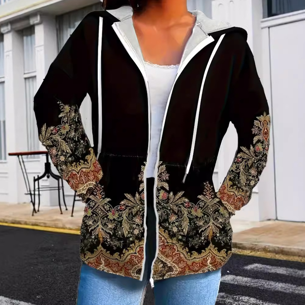 Seraphina - Hoodie with Baroque Embroidery — Black